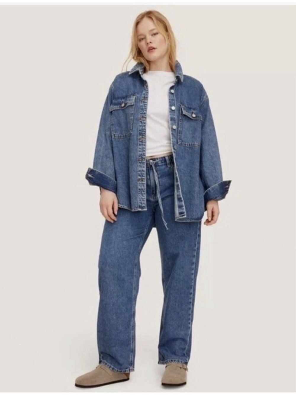 Parke Target Denim Shacket Shirt Jacket Dark Wash Oversized Button Front Small